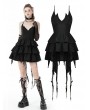 Dark in Love Black Gothic Devil High-Low Frilly Strap Short Party Dress