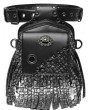Black Gothic Punk PU Leather Outdoor Tactical Tassel Waist Bag
