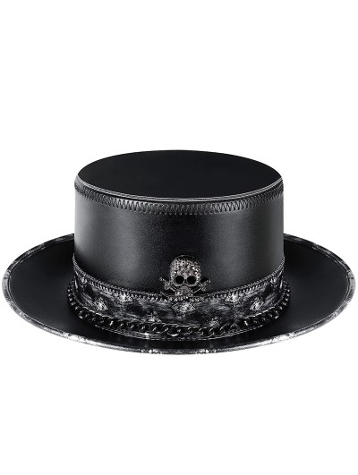 Plague Doctor Black Gothic Punk Skull Chain Unisex Magician Top Hat