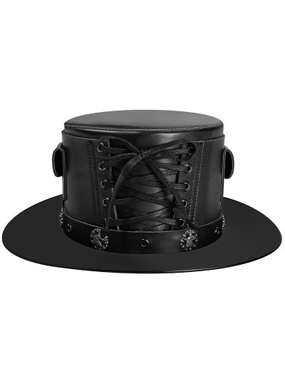 Black PU Leather Deluxe Unisex Halloween Costume Top Hat