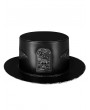Black Steampunk Skull Pattern Plague Doctor Flat Top Hat