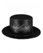 Black Steampunk Skull Pattern Plague Doctor Flat Top Hat