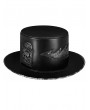 Black Steampunk Skull Pattern Plague Doctor Flat Top Hat