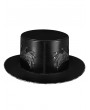 Black Steampunk Skull Pattern Plague Doctor Flat Top Hat