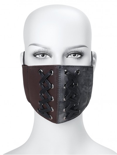 Black and Brown Steampunk Face Mask with Replaceable Filter