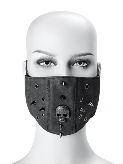 Black Punk Rock Rivet Skull PU Leather Unisex Gothic Mask