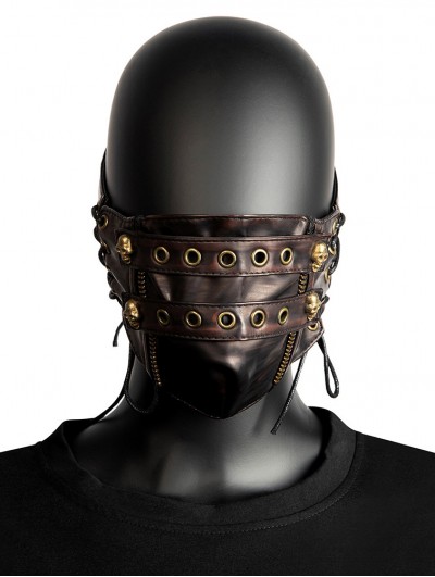 Brown Steampunk Skull Eyelet Costume Gothic Unisex Mask