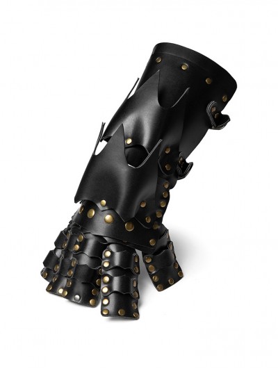 Black Steampunk Robot Arm Halloween Party PU Leather Gloves