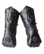 Black PU Leather Embossed Metal Studded Halloween Costume Gloves