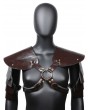 Brown Vintage PU Leather Steampunk Cross Shoulder Armor