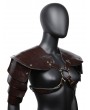 Brown Vintage PU Leather Steampunk Cross Shoulder Armor