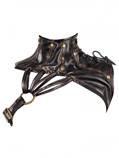 Brown and Gold Fashion Zipper Gothic Steampunk Shoulder Shrug