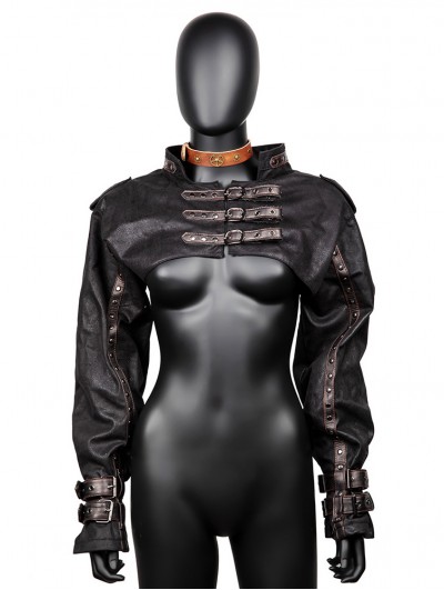 Black Gothic Steampunk Vintage Costume Bolero Shrug Jacket