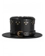 Black Gothic Punk Buckle Belt PU Leather Unisex Magician Hat