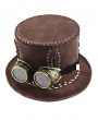 Brown Steampunk Vintage Goggles Cosplay Unisex Gothic Top Hat