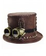 Brown Steampunk Vintage Goggles Cosplay Unisex Gothic Top Hat