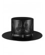 Black Gothic Flame Skull Steampunk Costume Flat Top Hat