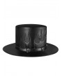 Black Gothic Flame Skull Steampunk Costume Flat Top Hat