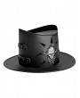 Black PU Leather Wide Brim Gothic Steampunk Costume Top Hat