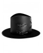 Black PU Leather Wide Brim Gothic Steampunk Costume Top Hat