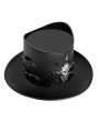 Black PU Leather Wide Brim Gothic Steampunk Costume Top Hat