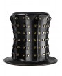 Black Gothic Punk Studded High Top Banquet PU Leather Hat