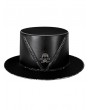 Black and Silver Steampunk Skull Chain Gothic Flat Top Hat