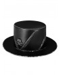 Black and Silver Steampunk Skull Chain Gothic Flat Top Hat