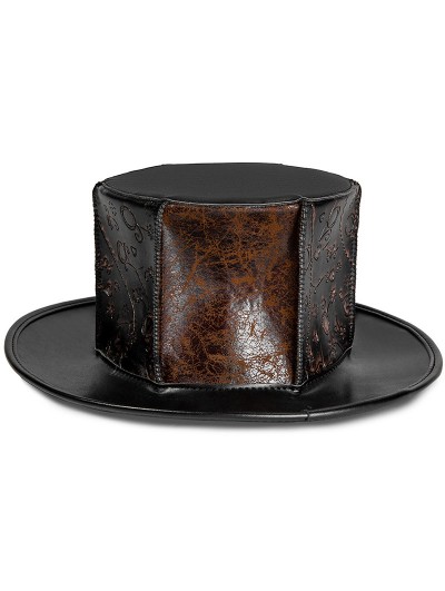 Black and Brown Punk Distressed Unisex Vintage Top Hat