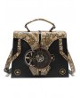 Steampunk Vintage Gear Clock Embossed Leather Shoulder Bag