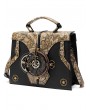 Steampunk Vintage Gear Clock Embossed Leather Shoulder Bag