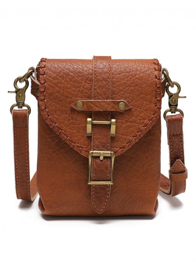 Brown Vintage Metal Buckle Leather Shoulder Messenger Bag