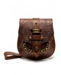 Brown Vintage Steampunk Chain Embossed Shell Shoulder Bag