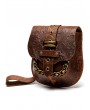 Brown Vintage Steampunk Chain Embossed Shell Shoulder Bag