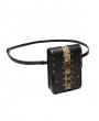 Black and Gold Gothic Skull Rivet Shoulder Waist Messenger Bag