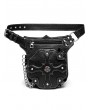 Black Gothic Steampunk Retro Rivets Chain PU Leather Waist Leg Messenger Bag