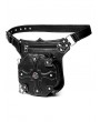 Black Gothic Steampunk Retro Rivets Chain PU Leather Waist Leg Messenger Bag