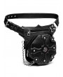 Black Gothic Steampunk Retro Rivets Chain PU Leather Waist Leg Messenger Bag