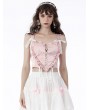 Dark in Love Princess Pink Sweet Heart Shaped Front Strap Top for Women