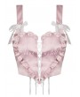 Dark in Love Princess Pink Sweet Heart Shaped Front Strap Top for Women