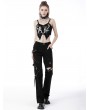 Dark in Love Black Gothic Punk Ghost Pattern Butterfly Shaped Crop Top for Women