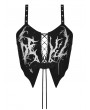 Dark in Love Black Gothic Punk Ghost Pattern Butterfly Shaped Crop Top for Women