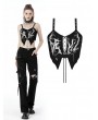 Dark in Love Black Gothic Punk Ghost Pattern Butterfly Shaped Crop Top for Women