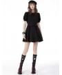 Dark in Love Black Gothic Lolita Red Plaid Button Up Short Dress