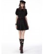 Dark in Love Black Gothic Lolita Red Plaid Button Up Short Dress