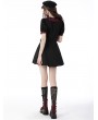 Dark in Love Black Gothic Lolita Red Plaid Button Up Short Dress