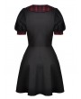 Dark in Love Black Gothic Lolita Red Plaid Button Up Short Dress