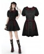 Dark in Love Black Gothic Lolita Red Plaid Button Up Short Dress