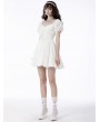 Dark in Love White Angel Gothic Embroidered Short Puff Sleeves Party Dress