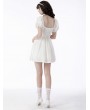 Dark in Love White Angel Gothic Embroidered Short Puff Sleeves Party Dress